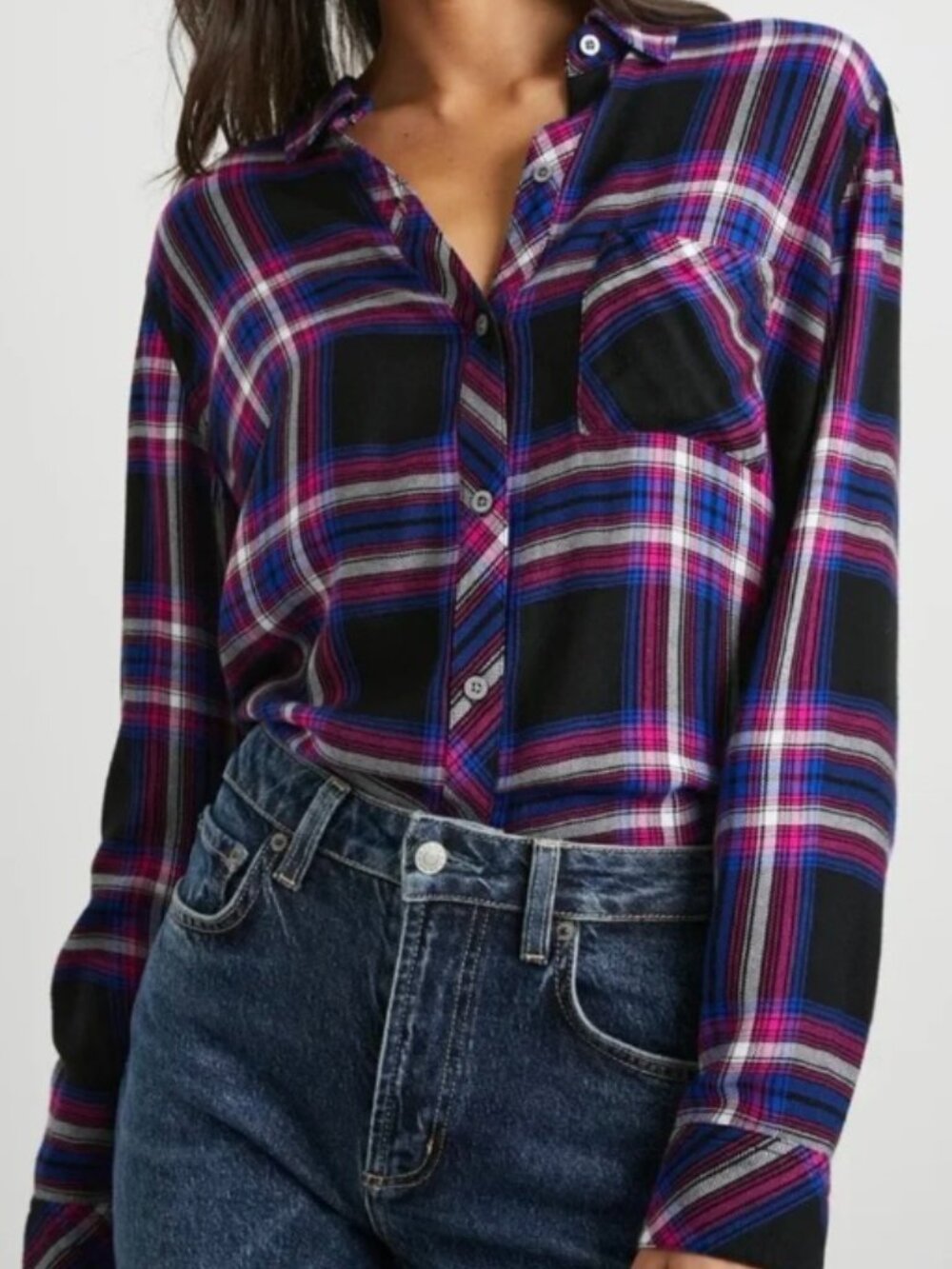 RAILS Hunter Plaid Flannel Button Down Shirt Size S Electric Blue